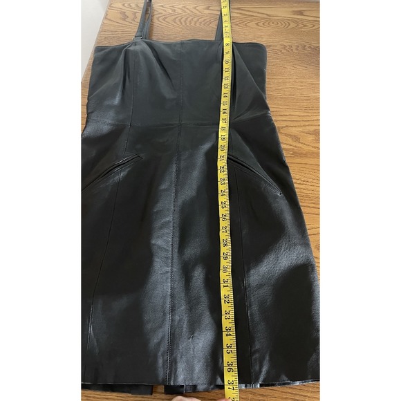 Vintage Newport News Genuine Black Leather Dress Sz 12 Biker Grunge Goth - Picture 13 of 14